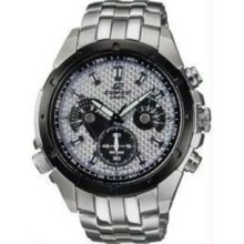 Men's Silver Tone Patterned Dial Stainless Steel Edifice Retrograde