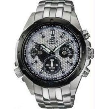 Men's Silver Tone Patterned Dial Stainless Steel Edifice Retrograde Chronograph