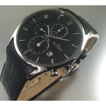 Men's skagen chronograph leather band watch 329xlslb