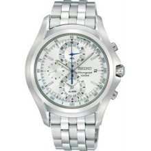 Men's Stainless Steel Alarm Chronograph White Dial Link