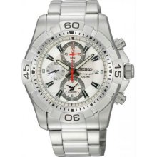 Men's Stainless Steel Alarm Chronograph Silver Tone Dial