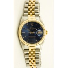 Men's Stainless Steel & Gold Datejust Model 16013 Jubilee Band Blue Stick Dial