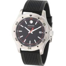 Men's Stainless Steel Case Rubber Strap Black Dial Date