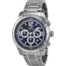 Men's Stainless Steel Case and Bracelet Chronograph Blue Tone Dial