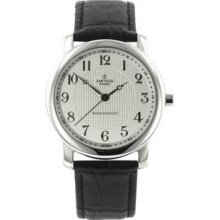 Men's Stainless Steel Case Toledo Dress Silver Dial Black Leather