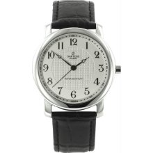 Men's Stainless Steel Case Toledo Dress Silver Dial Black Leather Stra