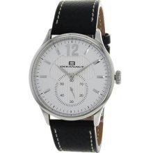 Men's Stainless Steel Case Silver Dial Leather Bracelet