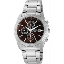 Men's Stainless Steel Chronograph Brown Dial