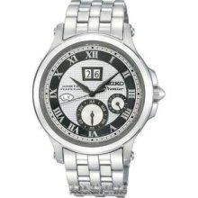 Men's Stainless Steel Kinetic Premier Perpetual Silver Dial Month