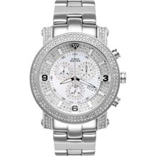 Mens Stainless Steel Power Watches with 2 Row Diamonds Full Case 18-3