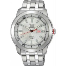 Men's Stainless Steel Seiko 5 Sports Automatic Silver Dial