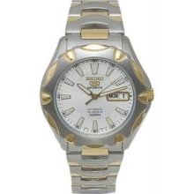 Men's Stainless Steel Two Tone Seiko 5 Automatic White