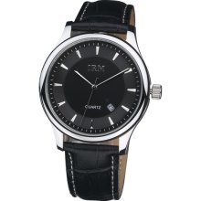 Men's Stylish Black Dial Stainless Steel Watch