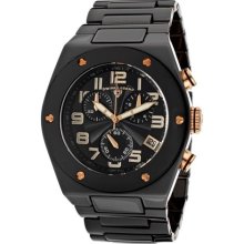 Men's Throttle Chronograph Black Dial Rose Gold Tone Accents Blac ...