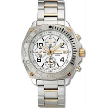 Men's Two Tone Alarm Chronograph White Dial