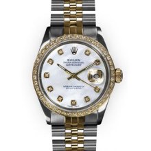 Men's Two Tone Mother of Pearl Dial YG Beadset Bezel Rolex Datejust