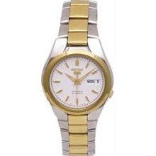 Men's Two Tone Stainless Steel Seiko 5 Automatic White