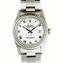 Men's Used Rolex Datejust Watch 16234 White Roman Dial