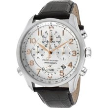 Men's Wilton Chronograph Silver Dial Black Genuine Leather ...