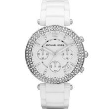 Michael Kors White Acetate Parker Three-Hand Glitz Watch