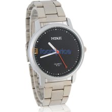 Mike Couple's Watch Men's Analog Wactch with Stainless Steel Strap (Black)