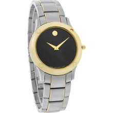 Movado Verso Mens 18k Bezel Swiss Quartz Watch 0604060