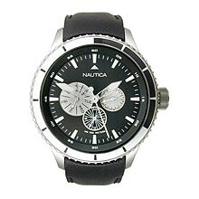 Nautica BFD 200 Black Leather Classic Men's watch #N18657G