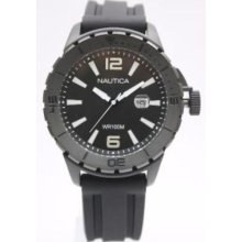 Nautica Black Ip Analog Rubber Mens Watch N15601g