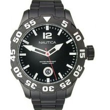 Nautica Men's Stainless Steel Case and Bracelet Black Dial Date Display N20095G