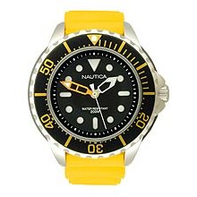 Nautica Men's Yellow Strap Black Dial Watch (Yellow Resin)