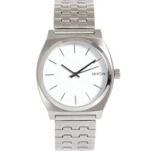 Nixon Silver Brushed Steel Watch Silver