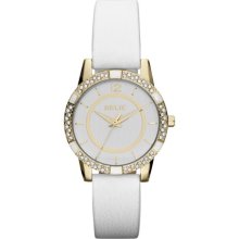 Payton Gold-Tone on White Smooth Strap Watch