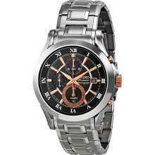 Premier Chronograph Stainless Steel Case And Bracelet Alarm Black Dial