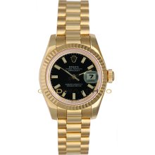 President 179178 18K Gold New Style Heavy Band Black Dial