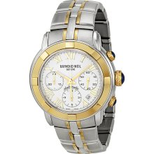 Raymond Weil Parsifal Automatic White Dial 18kt Yellow Stainless Steel Gold Mens Watch 7240-STG-00308
