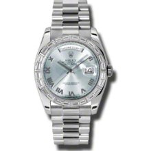 Rolex 36mm Day-Date Platinum 118296 GLADP MEN'S WATCH