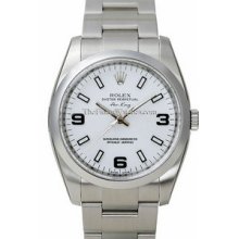 Rolex Air-King Watch, Domed Bezel, White Dial/Luminous Index 114200