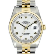 Rolex Datejust 16233 Steel & Gold Men's Watch White Dial