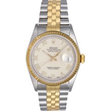 Rolex Datejust Men's 2-Tone Watch 16233 Roman Numerals