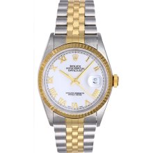 Rolex Datejust Men's Steel & Gold Watch 16233 White Dial