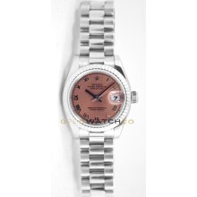 Rolex Ladys President New Style Heavy Band Model 179179 With A Salmon Roman Dial