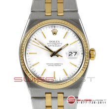 Rolex Men's 18K/SS Quartz Datejust w/ White Stick Dial- 17013