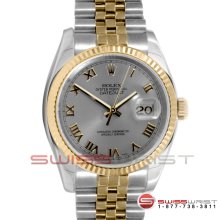 Rolex Men's New Style Datejust 2T 116233 Slate Roman Dial - Fluted