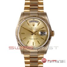 Rolex Men's New Style Yellow Gold 118238 President Champagne Stick