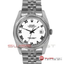 Rolex Men's New Style Datejust SS 116234 White Roman Dial Jubilee