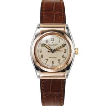 Rolex Oyster Two-Tone Watch Brown Band - White Dial