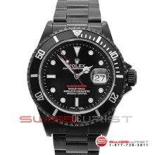 Rolex Submariner SS 16610 DLC/PVD Coating Black w/ Red Accents