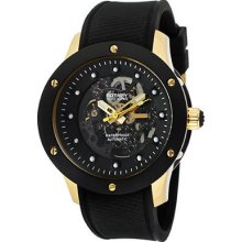 Rotary Men's Editions Automatic See Thru Black Dial 2-tone Ip Case Black Rubber