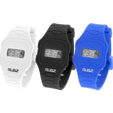 Rubz Unisex Digital Retro Watch Rub101 Pack Of 3 Digital Watches (White, Black & Blue)