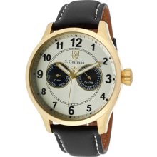 S.Coifman Watches Men's Champagne Dial Black Genuine Leather Black Gen